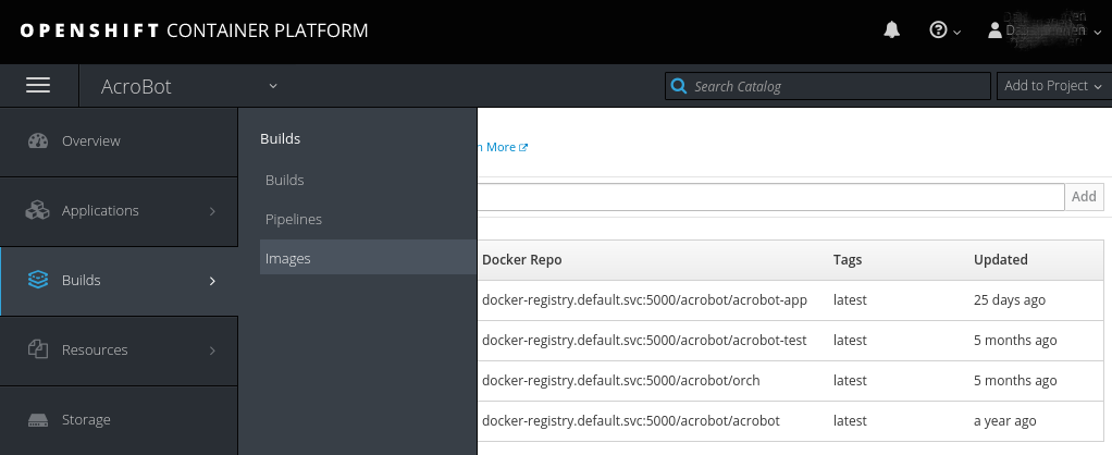 Navigating the menus in OpenShift Container Platform.